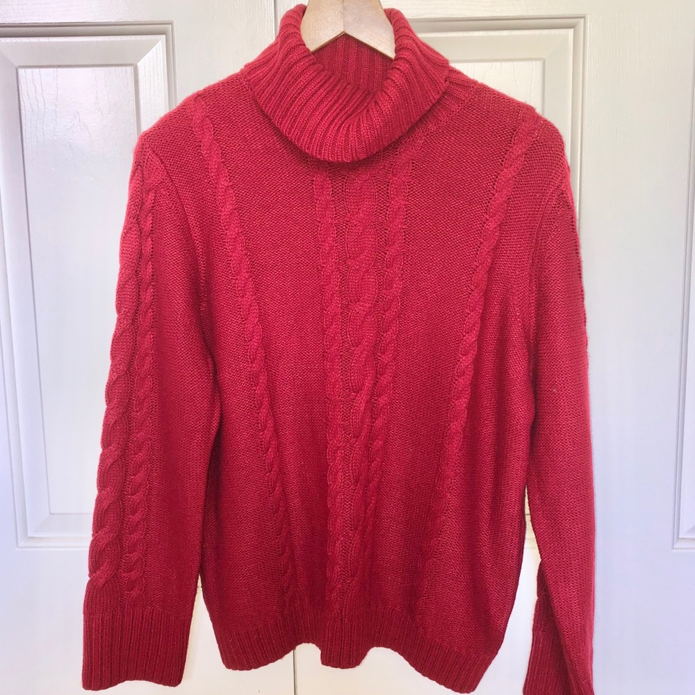 Red Knit Turtleneck Sweater